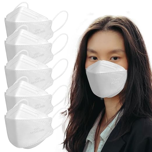 Borje KN95 Face Masks, 100 Pcs Disposable Face Masks, White Mask Against PM2.5 from Fire Smoke & Dust Filter Efficiency 95%