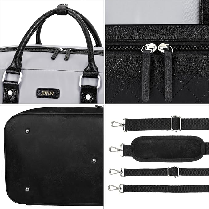 Weekender Bag for Women, Large Overnight Bag Canvas Travel Duffel Bag Carry On Tote with Shoe Compartment 21" 3Pcs Set