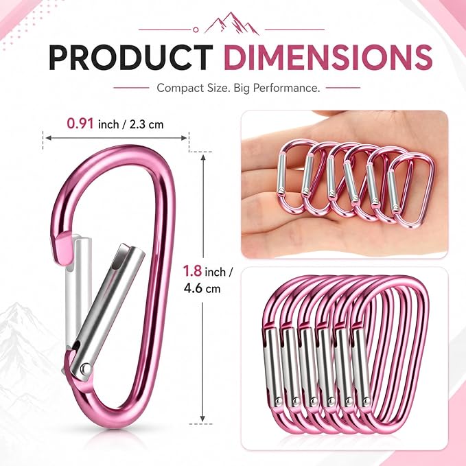 Shimeyao 180 Pcs Small Aluminum Clip Keychain Buckle Clip Bulk Mini Aluminum Ring Shape Small Lock Spring Snap Hook