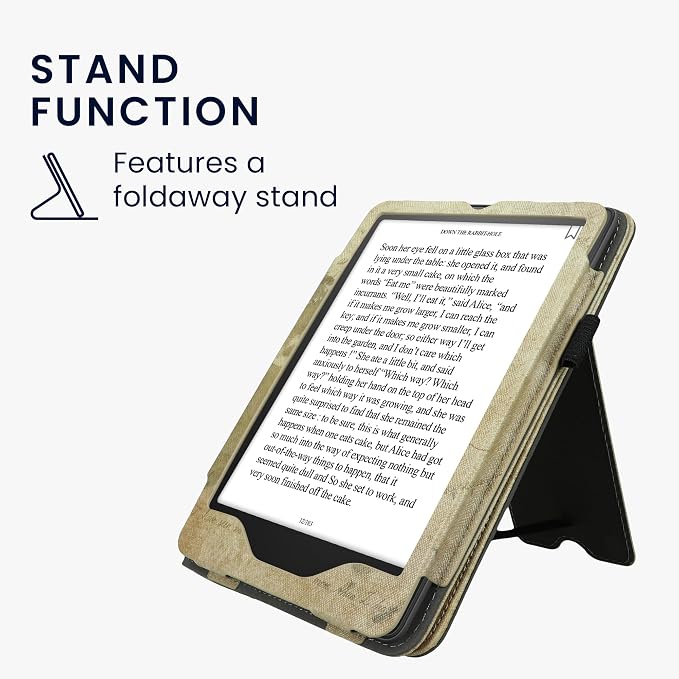 kwmobile Case Compatible with Amazon Kindle Paperwhite (2024)/Colorsoft - Case PU Leather Cover with Magnet Closure, Stand, Strap, Card Slot - Travel Vintage Brown/Light Brown