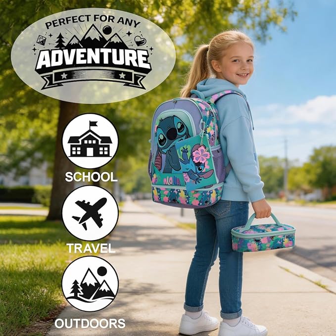 BIOWORLD Womens Kid Lilo & Stitch Backpack Set (Little Kid/Big Kid) Purple Onesize