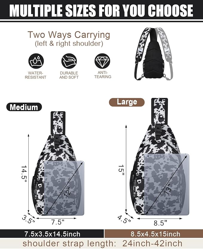 Pritent Crossbody Bags for Women Men Trendy Sling Bag Backpack Casual Chest Bag with Convertible Shoulder Strap
