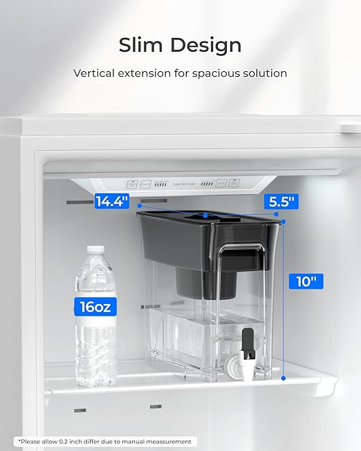 Waterdrop WFD-40L-L Water Filter Dispenser, 35-Cup Large Capacity, 200-Gallon Long-Life, Faster Filtration, Reduces Chlorine, PFOA/PFOS and More, BPA Free, Black