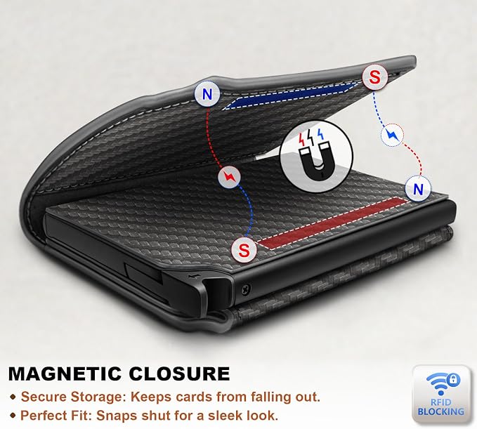 BULLIANT Men Wallet Leather Wallet Card Holders Money Clip for Men 10Cards-Magnetic Flip on Metal Case