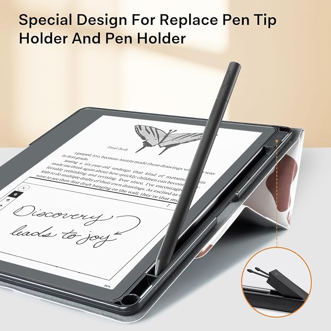 CoBak Stand Case for Kindle Scribe - Premium Folio Leather Cover with Pen Holder, Auto Sleep/Wake - Compatible with 10.2 Inch Kindle Scribe (2022/2024 Release)