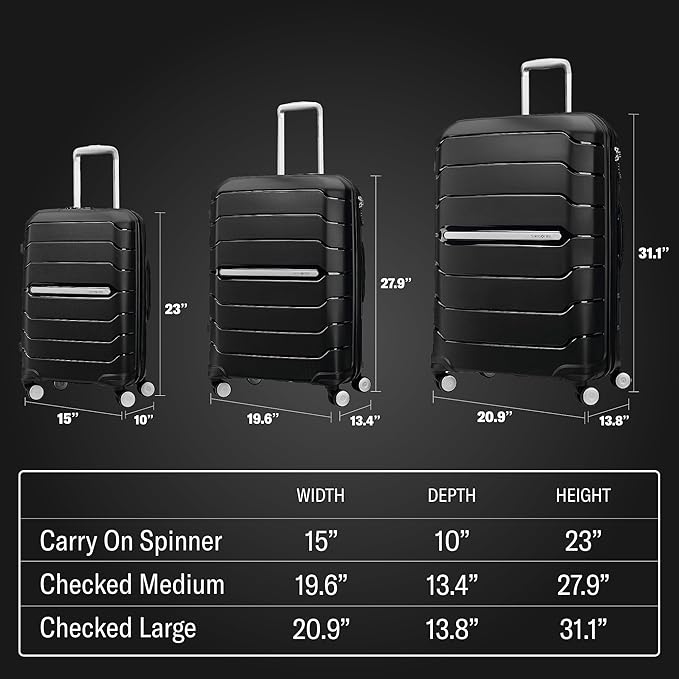 Samsonite Freeform Large Checked Luggage with Dual 360° Spinner Wheels - TSA Lock, Airline-Approved - Lightweight Durable Polypropylene Expandable Hardshell - Black