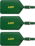 Personalized Monogrammed Leather Luggage Tags - 3 Pack