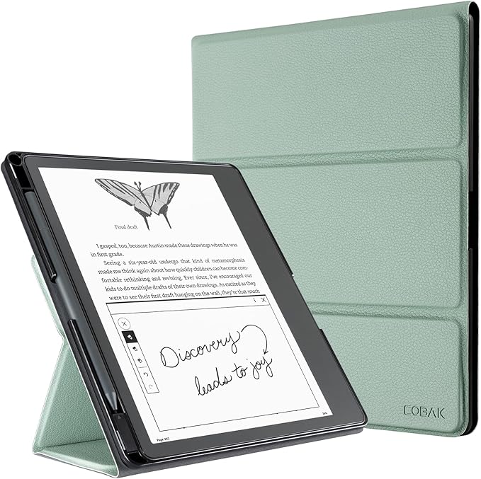 CoBak Stand Case for Kindle Scribe - Premium Folio Leather Cover with Pen Holder, Auto Sleep/Wake - Compatible with 10.2 Inch Kindle Scribe (2022/2024 Release) | Premium