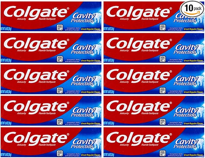 Colgate Cavity Protection Toothpaste, Creat Regular Flavor, Travel Size 1 oz (28g) - Pack of 10