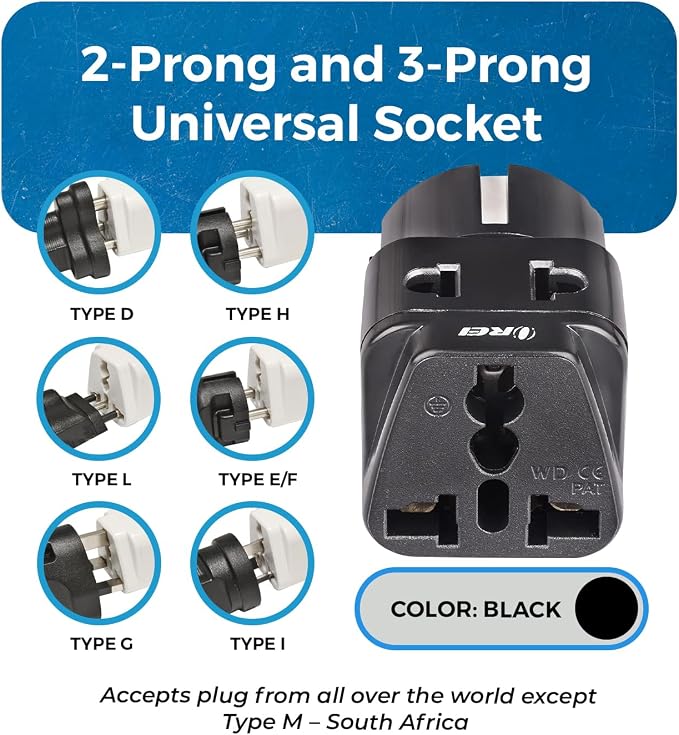 OREI European Adapter Plug, Travel Adaptor for Europe Schuko Countries 2 in 1, for Germany France Iceland Netherlands Russa Greece Spain - Safe Grounded Connection - Universal Socket - 4 Pack
