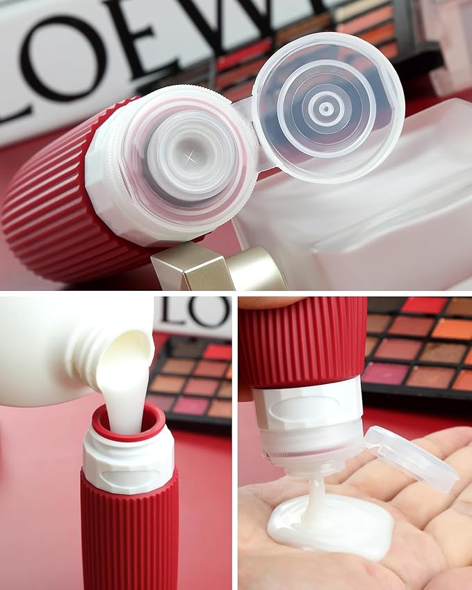 Mrsdry Travel Bottles for Toiletries 8 Pack, TSA Approved 3 oz Travel Containers, Clear Bag, Leak Proof Silicone Squeezable Jars