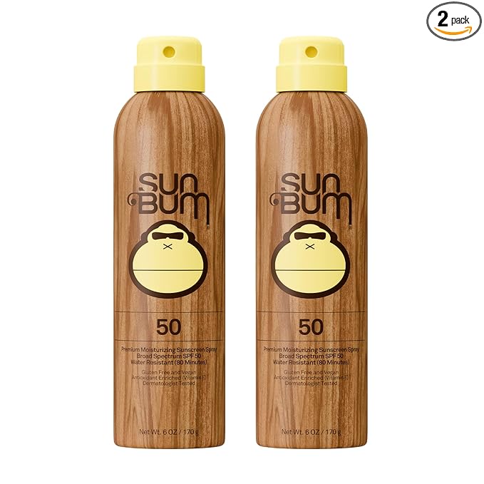 Sun Bum Original SPF 50 Sunscreen Body Spray - Broad Spectrum Moisturizing Sunscreen with Vitamin E - Hawaii 104 Act Compliant (Made without Octinoxate & Oxybenzone) - 6 oz (Pack of 2)