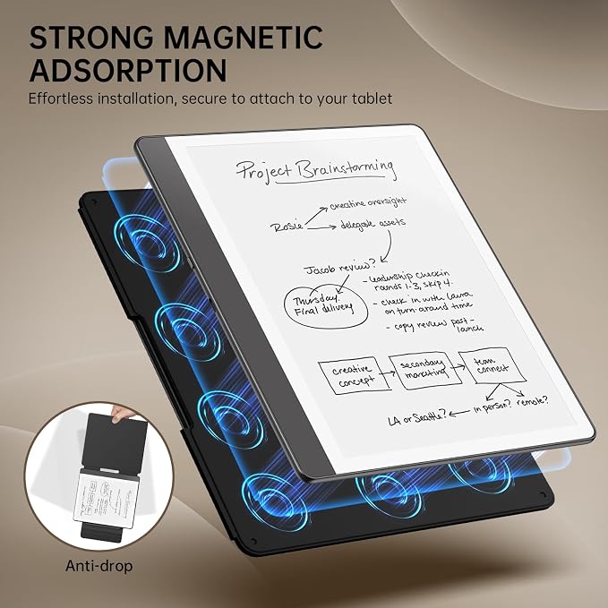 MoKo Magnetic Case for All-New 10.2" Kindle Scribe (2024/2022 Released) - Slim Folio Premium PU Leather Cover with Pen Clasp & Auto Sleep Wake for Kindle Scribe 10.2 Inch, Black