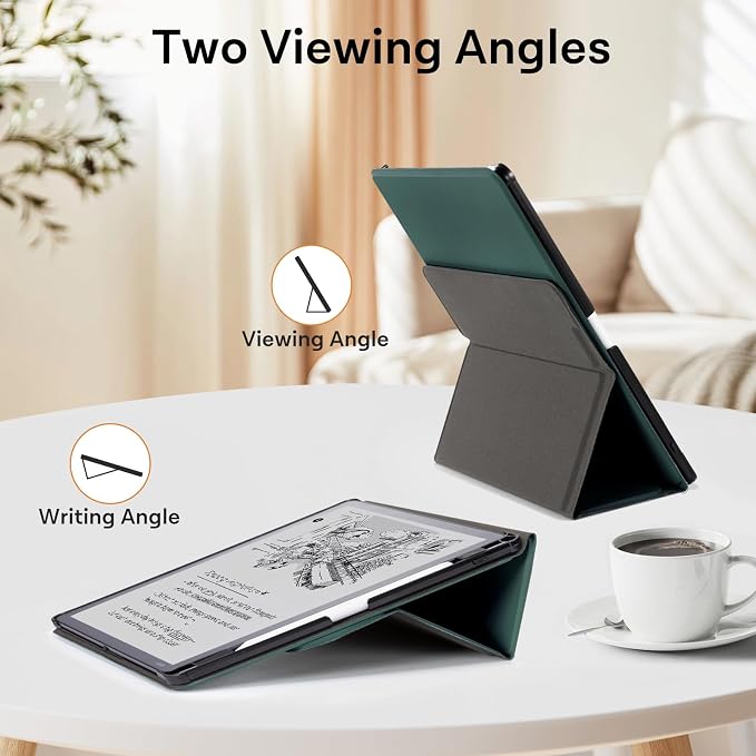 CoBak Case for 11" Kindle Scribe 3rd Generation 2025, Kindle Scribe Colorsoft with Two Viewing Angles - All New PU Leather Cover with Auto Sleep Wake, Pen Holder. Pine Green