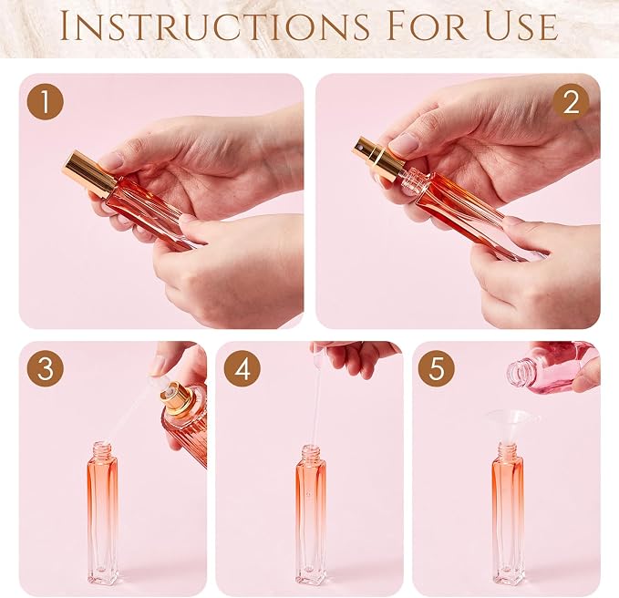 Domensi 60 Pcs 10/15/20/30 ml Perfume Travel Refillable Glass Bottles Spray Bottle Perfume Atomizer for Cologne Dispenser Leak-proof Fragrance Bottles Atomizer Pump Kit (10 ml,Fresh Color)