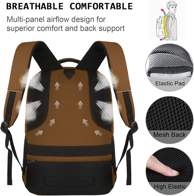 Volher Laptop Backpack,Business Travel Anti Theft Slim Durable Laptops Backpack,Water Resistant College Computer Bag for Women & Men Fits 15.6 Inch Laptop and Notebook-Brown