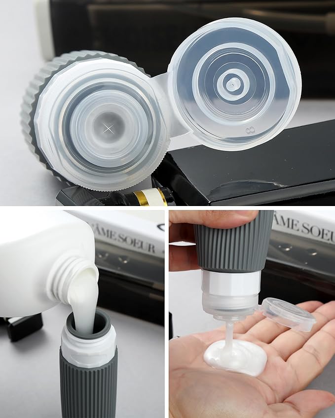 Mrsdry Travel Bottles 8 Pack, TSA Approved 3 oz Toiletries Containers, Leak Proof Silicone Squeezable Essentials Jars with Clear Bag
