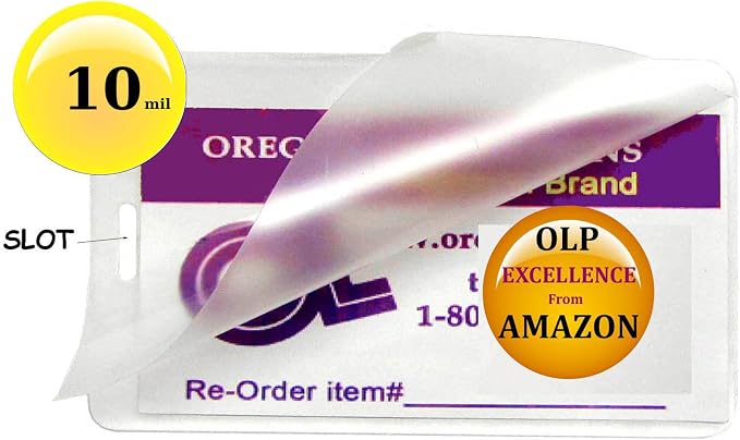 Oregon Lamination Heat Activated Laminating Pouches 2-1/2" x 4-1/4" x 10 mil 2 Sides (64mm x 108mm x 250 mic x 2 Sides) Luggage Tag Size with Slot Hole one Short Side [pk of 500] Clear Gloss | Oregon Lamination, 2-1/2" x 4-1/4” Heat For Clear Glossy Fi...