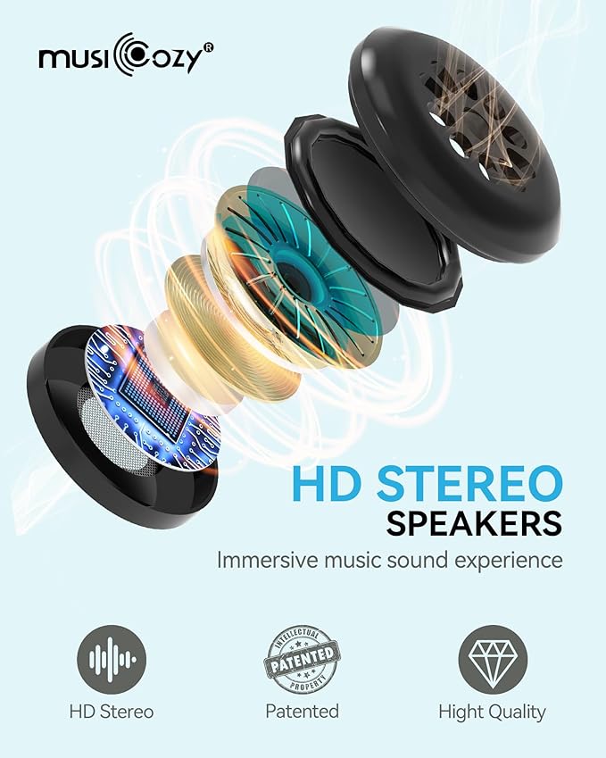 MUSICOZY Sleep Headphones Masks, Headphones Masks for Sleeping Wireless Music Mask, Bluetooth Sleep Eye Mask for Sleeping for Side Sleepers Men Women with Speakers Cool Tech Gadgets Gifts