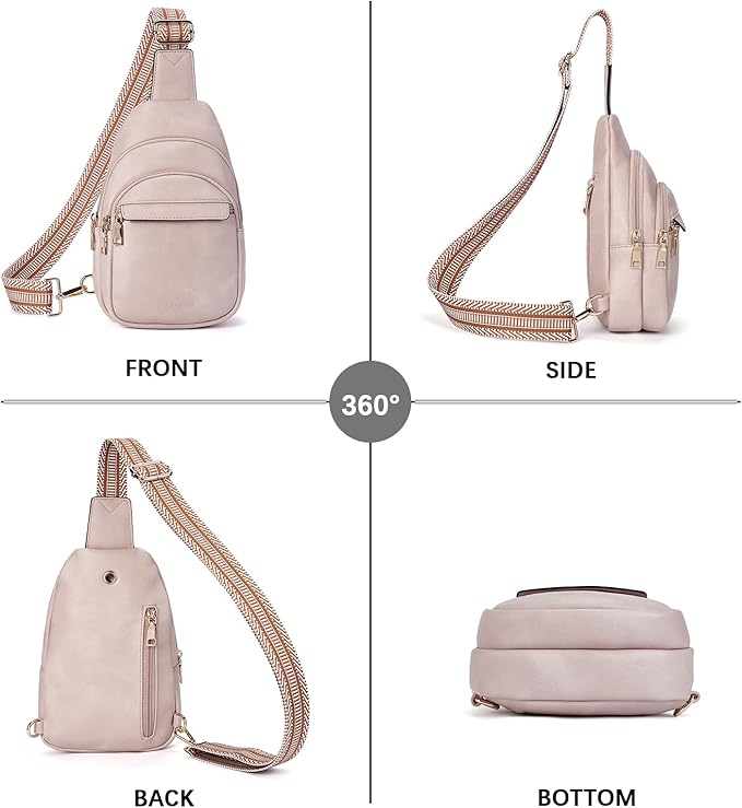 BOSTANTEN Sling Bag for Women Leather Crossbody Bags Fanny Pack Chest Bag for Travel