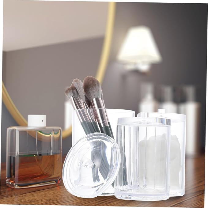 GLEAVI Box Transparent Cotton Swab Box Multi Compartment Makeup Organizer for Home Hotel Dustproof Storage Container for Cotton Balls Makeup Remover Pads and More