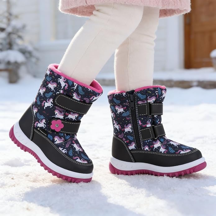 CIOR Winter Snow Boots for Boy and Girl Outdoor Waterproof with Fur Lined(Toddler/Little Kids)