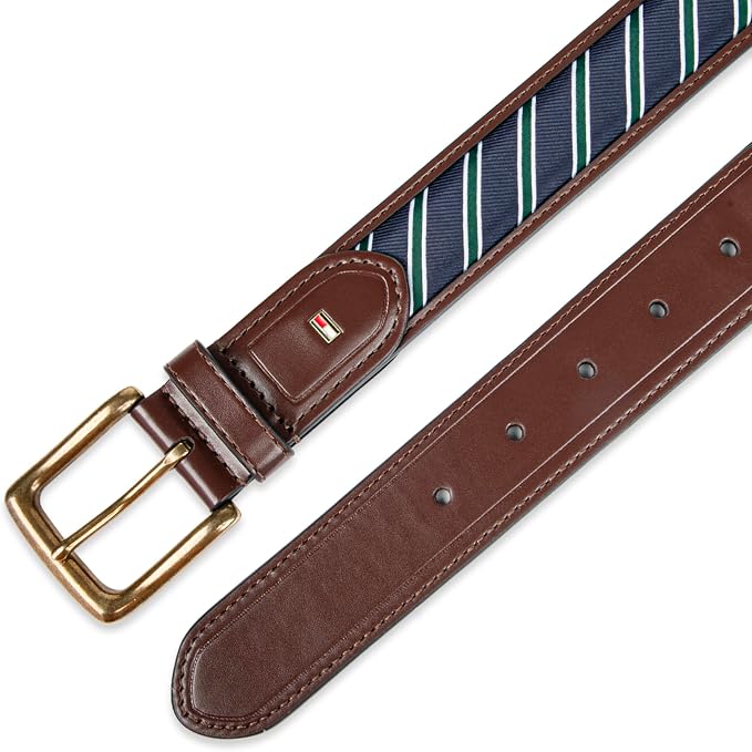 Tommy Hilfiger Men's Fabric Inlay Casual Belt With Classic Harness Buckle