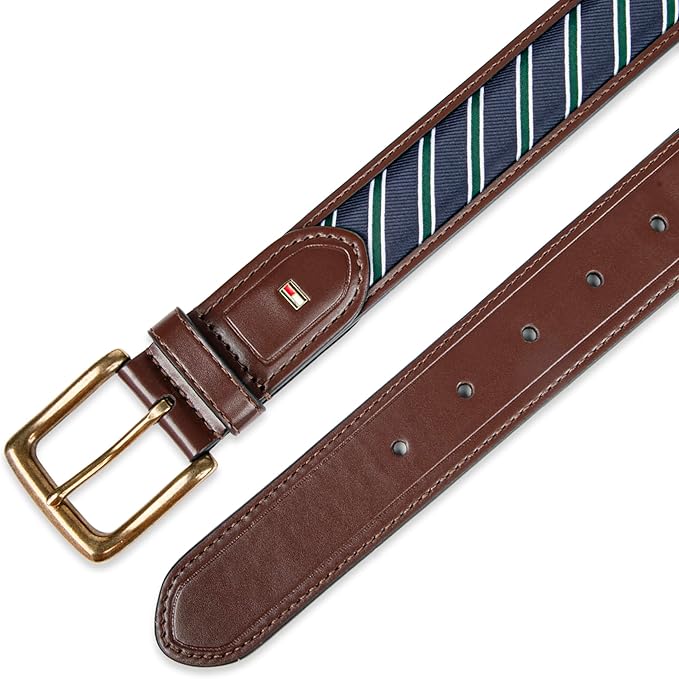 Tommy Hilfiger Men's Fabric Inlay Casual Belt With Classic Harness Buckle