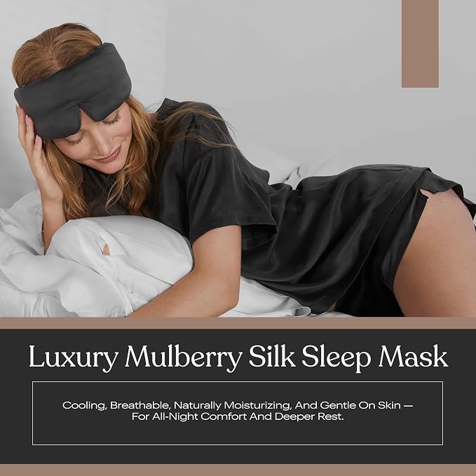 Lunya Women's Washable Silk Sleep Mask LUSK7000, Meditative Grey, L | Washable Silk
