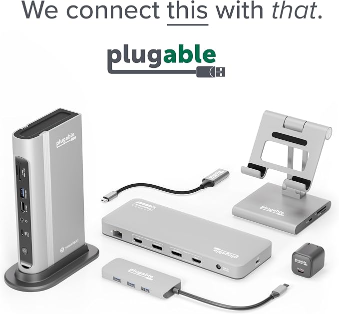 Plugable 7-in-1 USB C Hub Driverless Multiport Adapter with Ethernet, Single 4K60Hz HDMI, 100W Pass-Through Charging, 2X USB 3.0, SD/microSD, for USB-C, USB4, Thunderbolt, Mac, Windows, Chromebook