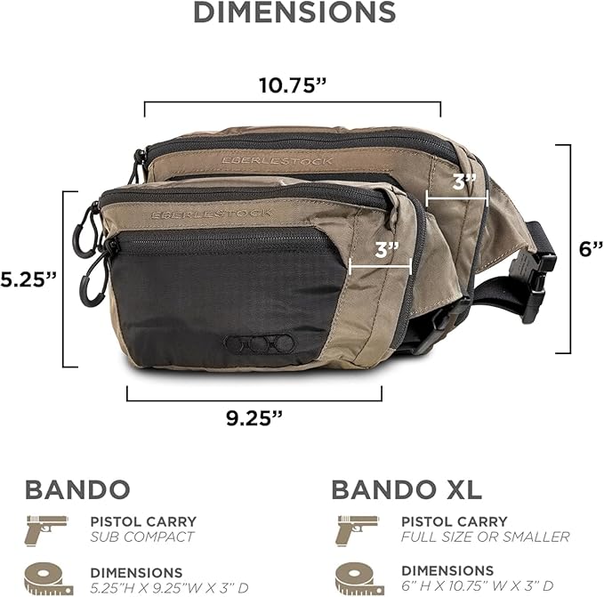 Eberlestock Bando Bag - Tactical Men's Fanny Pack w/Adjustable Waist Belt, Zippered Pockets, Compact Lightweight Belt Bag