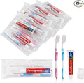 Disposable Toothbrushes with 45 Grams Toothpaste Individually Wrapped, Travel Kit White Plastic Zip Bag,Toothbrush Head Cover, Bulk Toothbrush for Homeless,Travel,Shelter,Air Bnb,Hotel,Guest (20)