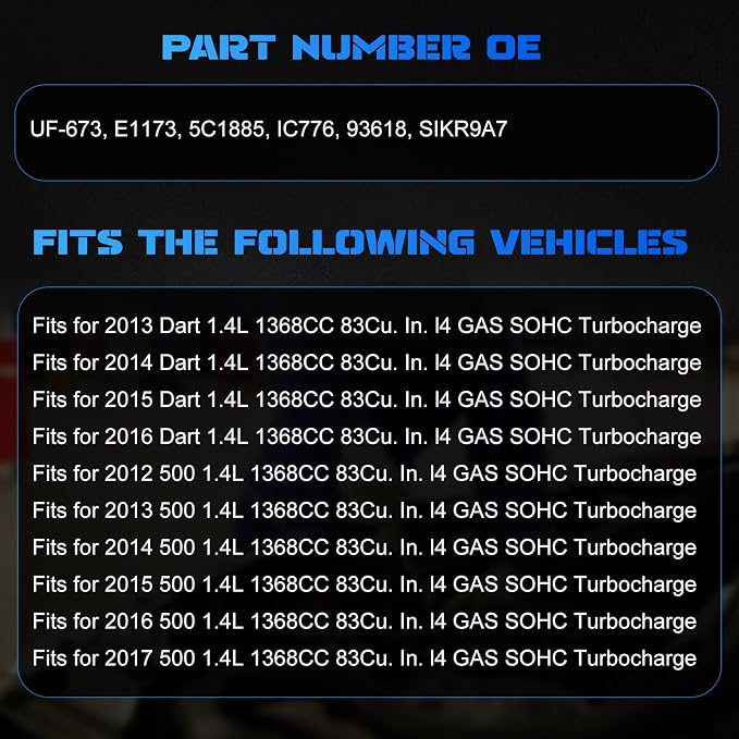 4PCS UF673 Ignition Coils + 4PCS 93618 Iridium Spark Plugs Ignition Coils Pack Fits for 2012-2017 500, 2013-2016 Dart 1.4L Turbocharged, Replace OE C1828 UF-673 68081914AA 68081914AB 68081914AC