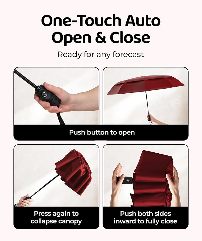 Repel Windproof Travel Umbrella - Compact & Withstands Winds up to 100MPH , Strongest Premium Auto Folding Umbrella for Rain and Sun - Durable, Light & Portable for Women & Men , Fits Backpack & Cars