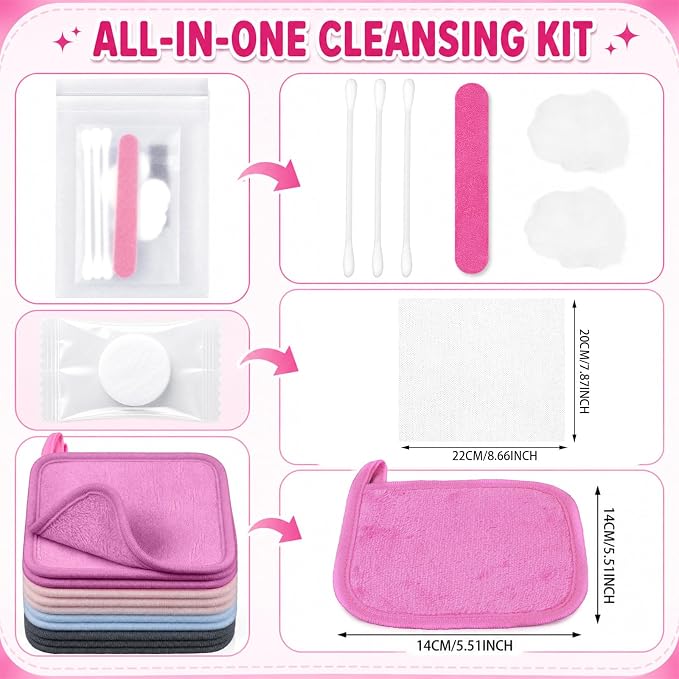 150 Pcs Travel Women Beauty Care Kit Bulk with Cotton Swab Nail File Vanity Pack Compressed Towel Makeup Remover Cloth Hotel Disposable Toiletries Kit Wedding Bathroom Basket