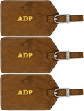 Personalized Monogrammed Leather Luggage Tags - 3 Pack