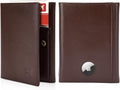 Polare Napa Leather Pilot Wallet Passport Holder RFID Blocking Tri-fold Travel Cover Document Organizer for Aviation Professionals (Coffee with AirTag Slot)