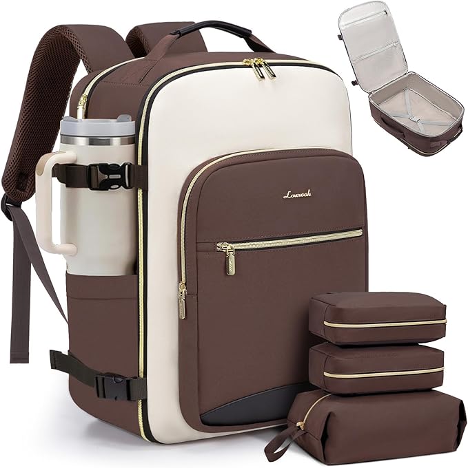 LOVEVOOK 40L Travel Backpack for Women & Men, Airline Approved Carry On Luggage with 3 Packing Cubes, TSA Overnight Bags, Waterproof Personal Item Bag, Weekender Essentials Backpacks fits 17" Laptop
