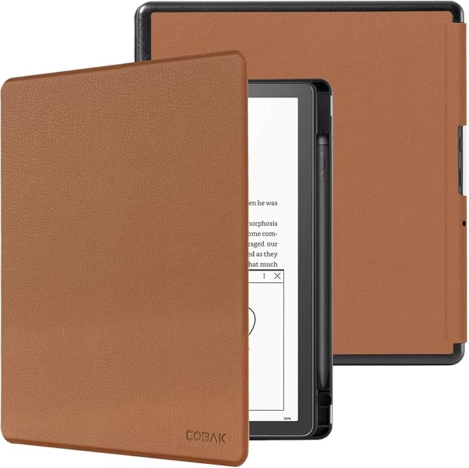 CoBak Case for Kindle Scribe - All New PU Leather Cover with Auto Sleep Wake Feature for Kindle Scribe 10.2" 2022 & 2024 Released with Pen Holder