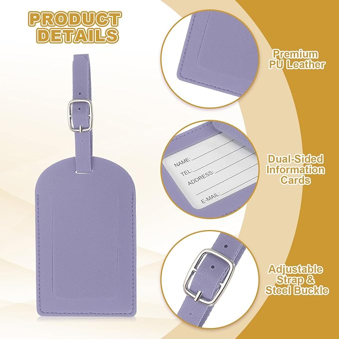 PATIKIL Leather Luggage Tag, 30 Pcs Luggage Tags Pu Bag Tags for Suitcases Airplane Travel Essentials, Purple