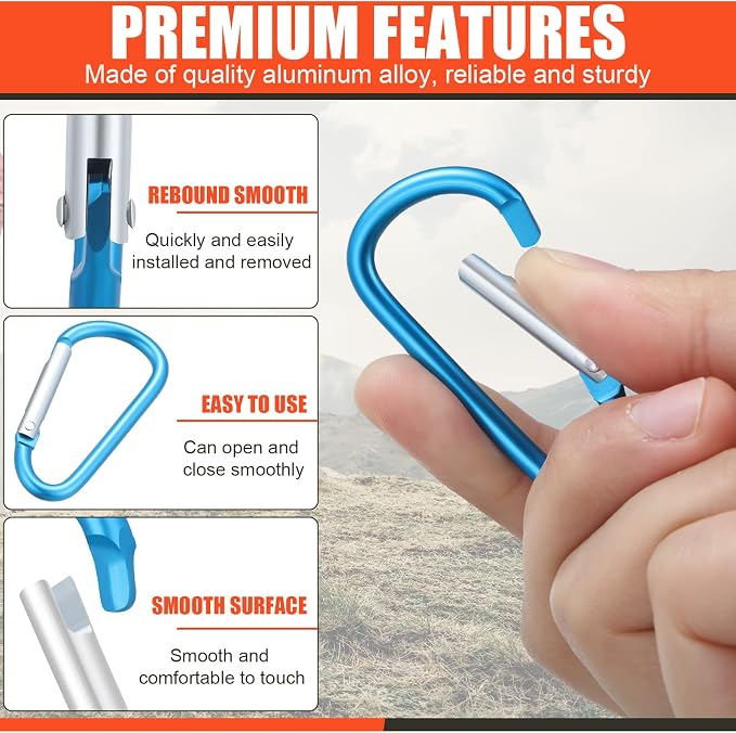 Shimeyao 180 Pcs Small Aluminum Clip Keychain Buckle Clip Bulk Mini Aluminum Ring Shape Small Lock Spring Snap Hook