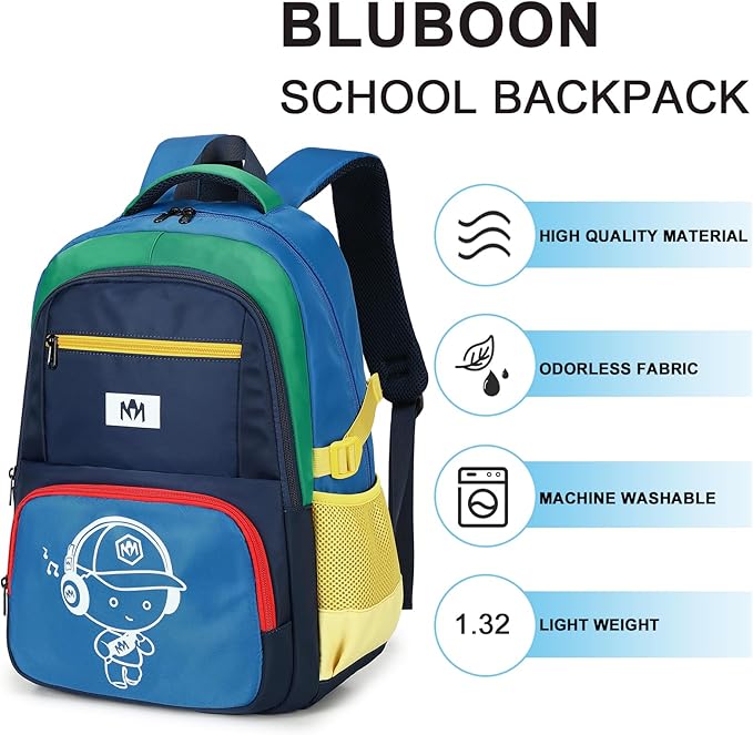 Bluboon Kids Backpack Boys Camo Bookbag Teens Elementary School Bag Daypack Travel Back Pack Middle school (Yellow green with blue background)