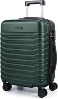 LIGHT FLIGHT Expandable Carry On Luggage 22x14x9 Airline Approved with Double Spinner Wheels, 20 Inch Lightweight Hard Shell Rolling Suitcases with TSA Lock, Pine Green