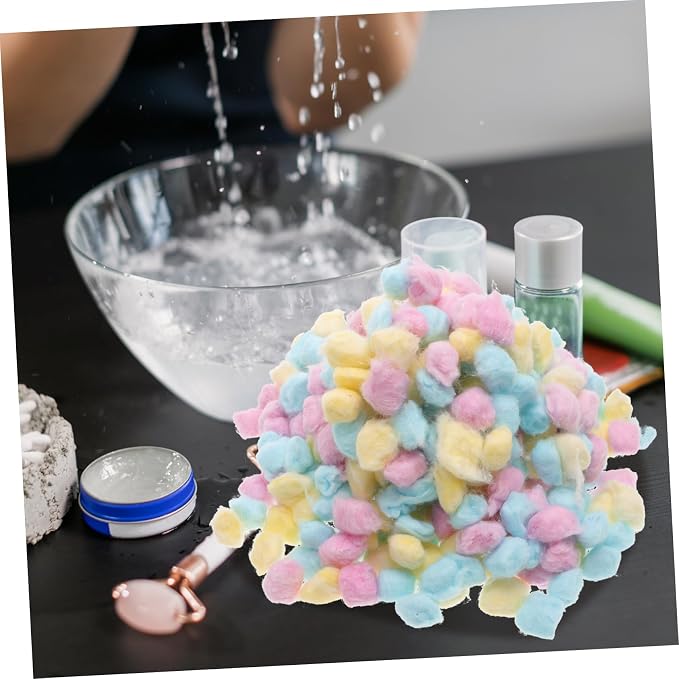 CALLARON 1Pack Colored Cotton Balls for Soft Absorbent Face Cleaning Supplies for Newborn Skin Makeup Removal Craft Projects