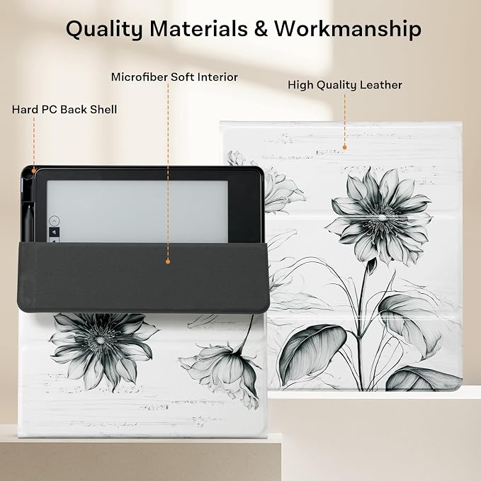 CoBak Stand Case for Kindle Scribe - Premium Folio Leather Cover with Pen Holder, Auto Sleep/Wake - Compatible with 10.2 Inch Kindle Scribe (2022/2024 Release)