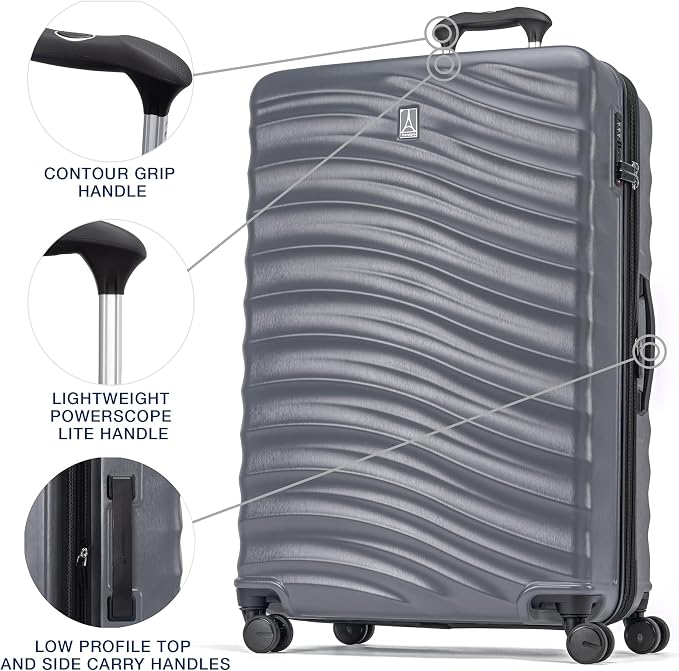 Travelpro Maxlite Air V2 Hardside Expandable Luggage, 8 Spinner Wheels, Lightweight Hard Shell, TSA lock, Shadow Grey, 2-Piece Set (20/28)
