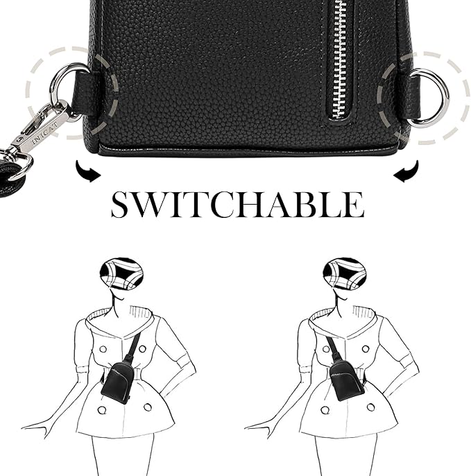 INICAT RFID Blocking Sling Bag, Anti Theft Crossbody Bag for Women Compact Travel Purses Vegan Leather