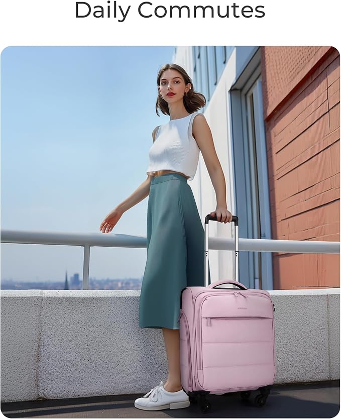 BAGSMART Underseat Carry on Luggage with Wheels, Soft Small Travel Luggage with PVC Wet/Dry Pockets, Lightweight Soft Personal Item Suitcase for Short Trip,Camer