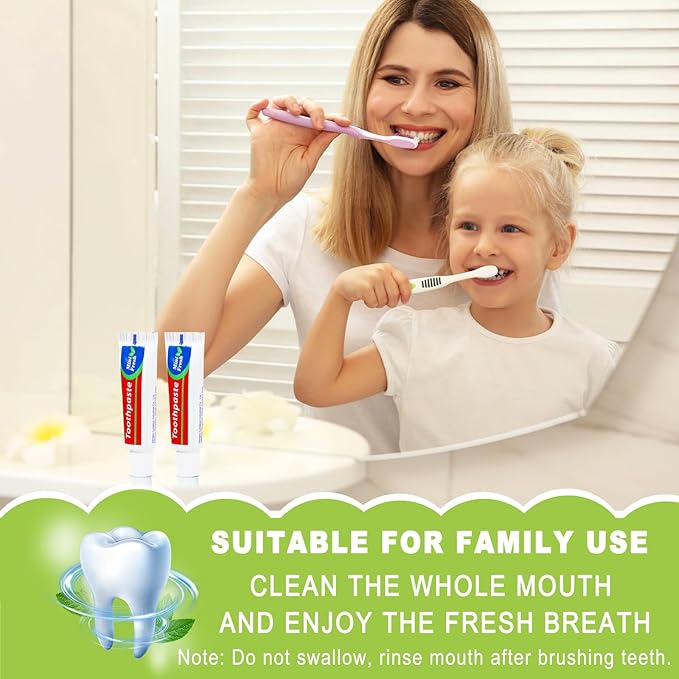100 Tubes Bulk Travel Size Toothpaste,Miniature 0.88oz(25g) Small Toothpaste Travel Size Bulk 1.3x3.93 inches Peppermint Mini Disposable Toothpaste for Hotel,Guests,Homeless,Charity
