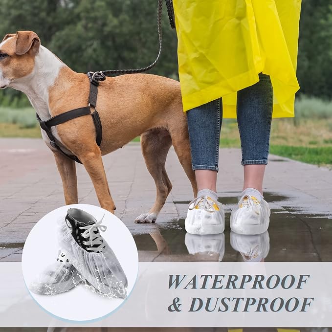 Vabean 1000 Pcs Disposable Shoe Covers Boot Cover Waterproof Nonslip Shoe Protector Covers for Indoor Carpet Floor Workplace Protection, One Size Fit Most (White)